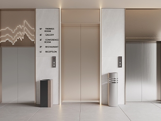 Modern elevator hall elevator door 3d model