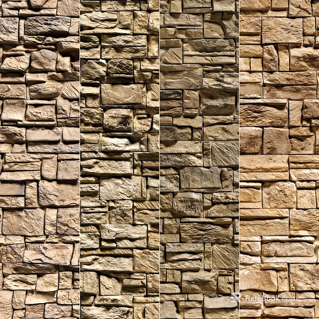Brick Wall Construction Components Featuring Natural Stone Texture And Stacked Design 3d model
