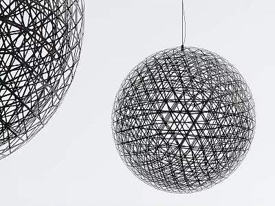 Modern Spherical Chandelier With Geometric Mesh Black Wire Hanging Decorative Design 3d model
