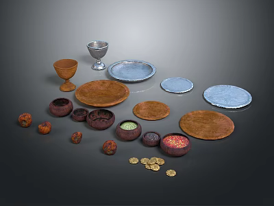 Household Items Including Plates Bowls Cups And Containers With Various Shapes Materials And Textures 3d model