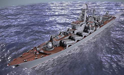 USS Moscow guided missile cruiser Glory-class guided missile destroyer cruiser frigate battleship warship 3d model