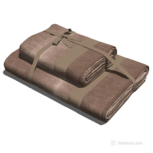 Soft Textured Brown Towels Stacked And Tied With Ribbon Design 3d model 