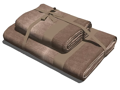 Soft Textured Brown Towels Stacked And Tied With Ribbon Design 3d model