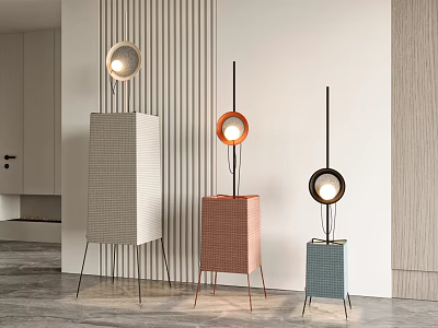Modern Floor Lamps With Distinct Bases In Stylish Interior Space 3d model