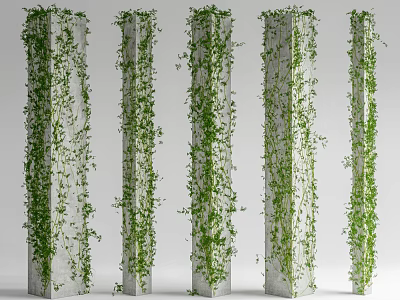 Modern Vine Cement Pillar Creeper Plant 3d model