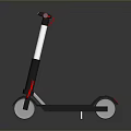 Modern Black And White Electric Scooter With Red Accents And Green Handlebar