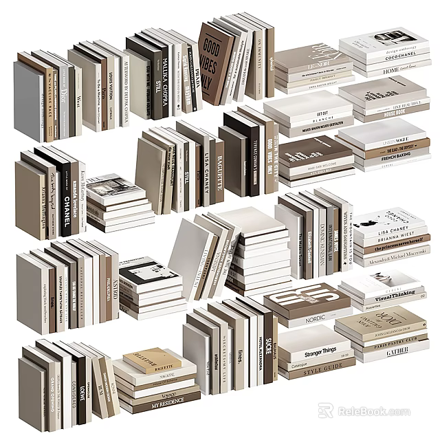 Diverse Stacked Books And Magazines Collection With Mixed Covers Sizes And Colors 3d model 