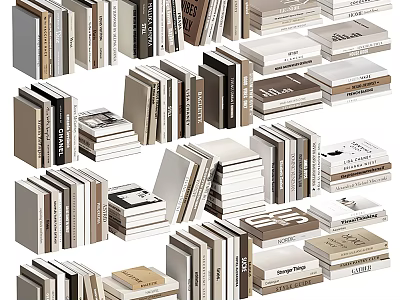 Diverse Stacked Books And Magazines Collection With Mixed Covers Sizes And Colors 3d model