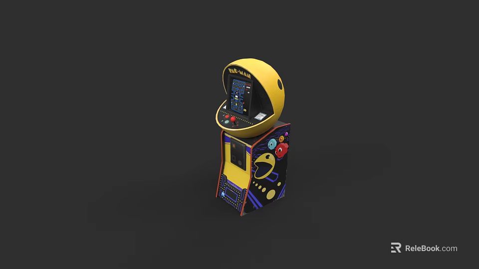 Yellow Arcade Machine Entertainment Appliance With Vibrant Design And Retro Gaming Features 3d model 
