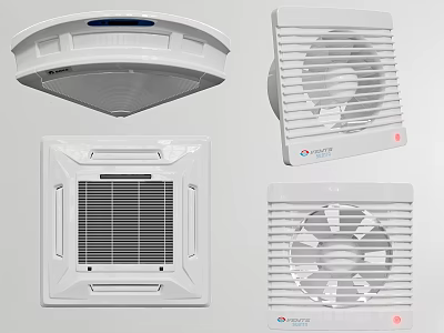 Modern White Air Conditioner Vents With Different Installation Types And Grille Designs 3d model