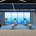 Invaders Sports Center Fitness Area With Modern Treadmills Elliptical Machines Large Windows And City View