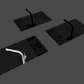 Set of Three Modern Black Kitchen Sinks with Faucet and Drainer Rack Design