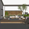Cozy Rooftop Garden With Wooden Deck Sofa Cushions Fire Pit And Green Trees