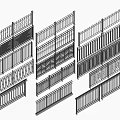 Various Fence Designs With Different Rail Patterns And Styles Illustration