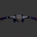 Futuristic 3D Character Model With Gray Hair Blue Silver Suit Arms Outstretched