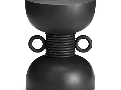 Modern Black Side Table With Circular Ring Accents And Elegant Base Design 3d model