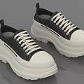 Black And White Casual Lace Up Shoes With Thick Platform White Soles For Daily Wear