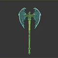 Fantasy Winged Axe Weapon 3D Model With Orange Black Handle Metal Blade