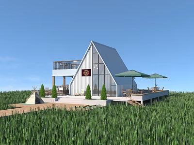 Field Station Park Cafe Outdoor Leisure Tea Bar Farmhouse Leisure Station 3d model