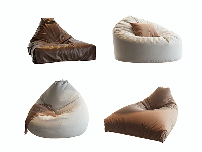 Comfortable Bean Bag Chair In Brown Beige Styles With Soft Fabric For Living Room 3d model