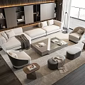 Modern Living Room Sofa And Coffee Table Set With Armchairs Ottomans And Area Rug