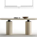 Minimalist Light Wood Dining Table With Cylindrical Legs Top And Simple Decorations
