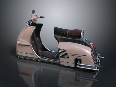 Vintage Pink Scooter With Black Leather Seat Chrome Accents And Streamlined Body 3d model