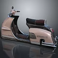 Vintage Pink Scooter With Black Leather Seat Chrome Accents And Streamlined Body