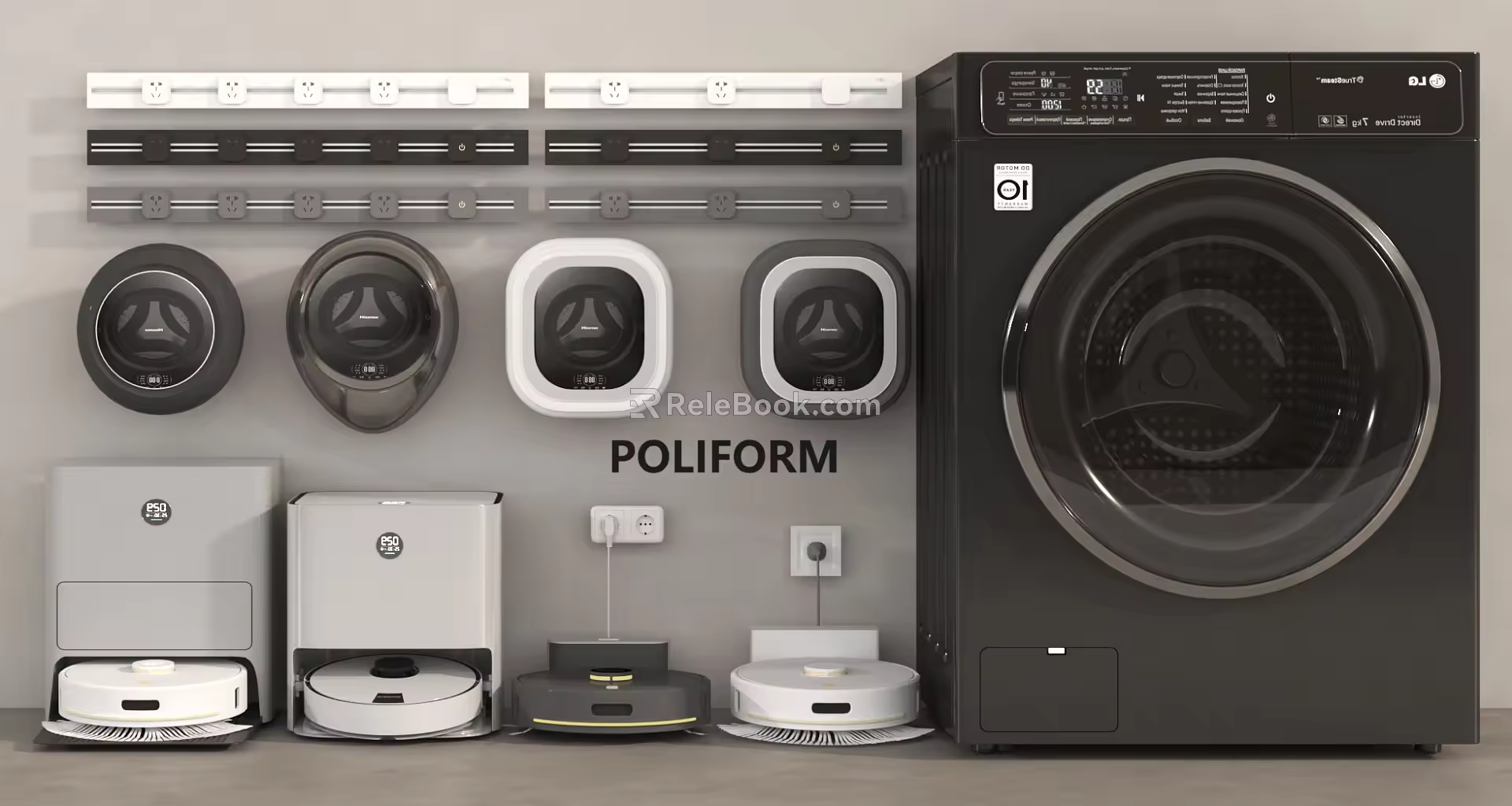 Sweeping robot mopping robot washing machine wall-mounted air conditioner 3d model