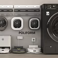 Sweeping robot mopping robot washing machine wall-mounted air conditioner 3d model