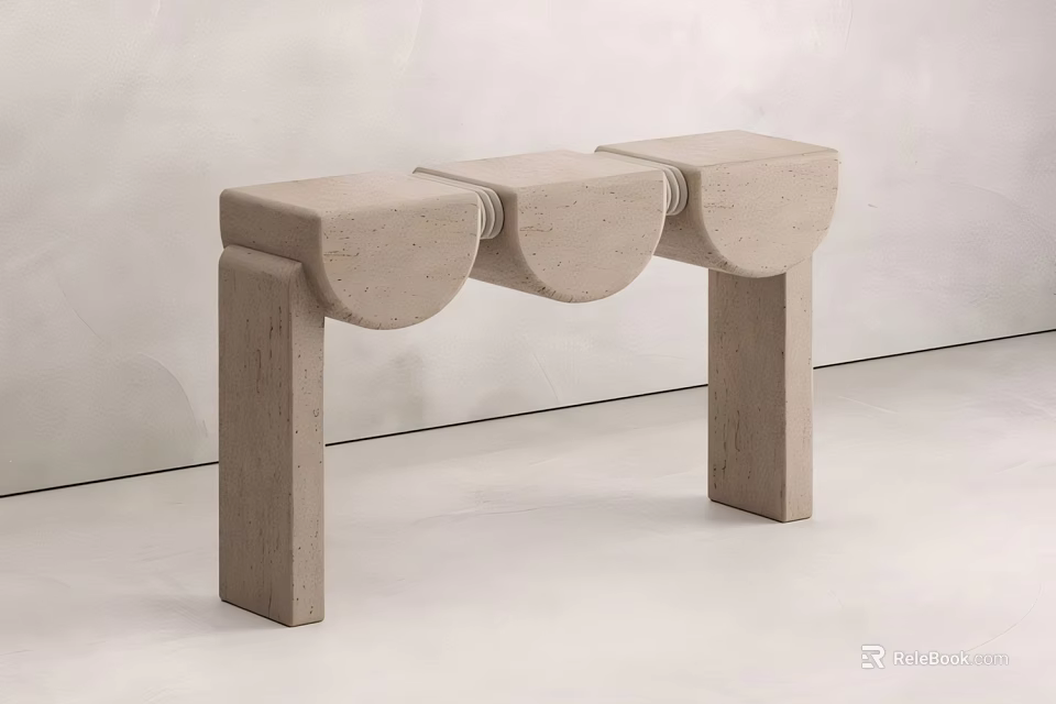 Minimalist Modern Bar Counter With Three Curved Sections And Two Supporting Legs 3d model 