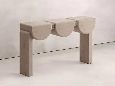 Minimalist Modern Bar Counter With Three Curved Sections And Two Supporting Legs 3d model