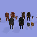 Group of Various Colored Pigs Including Striped Neon Glowing and Different Sizes