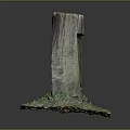 Natural Wooden Stone Stump Decorative Piece With Rustic Texture And Green Moss