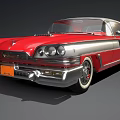 Red Classic Car With Chrome Accents Retro Design Vintage Body Lines And Tailfin Detail