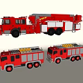 Red Fire Trucks with Ladder and Rescue Equipment for Firefighting Emergencies