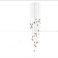 Contemporary Chandelier With Metallic Frames And Glass Tube Pendants