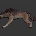 Game Movie Character Ferocious Wolf In Aggressive Posture Open Mouth Red Fangs Detailed Fur Texture