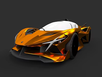 Orange Concept Sports Car Featuring Sleek Aerodynamic Exterior White Roof And Black Wheels 3d model