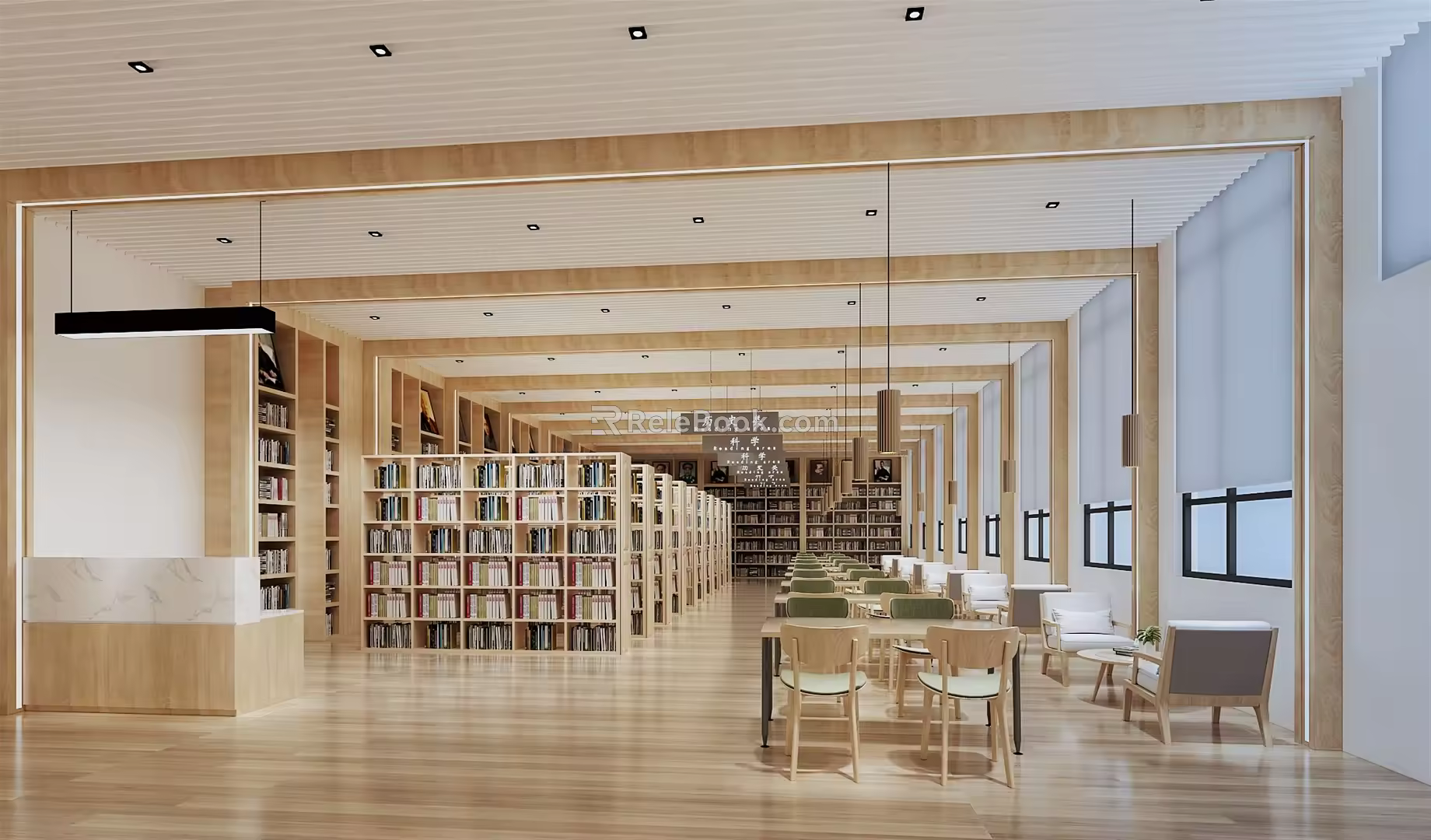 modern library 3d model