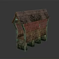 Ancient Architecture With Wooden Structured Roof Lattice Design And Stone Pier Base