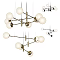 Modern Spherical Pendant Lights With White Globe Shades And Metal Frame For Living Room