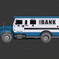 Blue And White Armored Bank Truck With IBANK Logo On Side