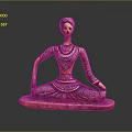 Traditional Decorative Wooden Furniture Sculpture With Seated Female Figure And Ornate Brown Base 3d model
