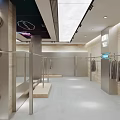 Modern YLZ Clothing Store Front With Glass Door And Displayed Clothes On Hangers
