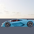 Light Blue Futuristic Convertible Sports Car With Sleek Body And Brown Interior