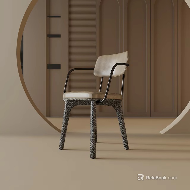 Modern Table Lamp With Black Metal Frame Beige Shade And Spotted Base Design 3d model 