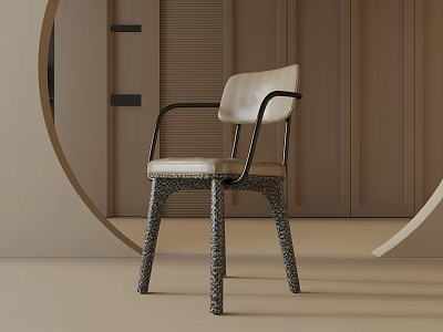 Modern Table Lamp With Black Metal Frame Beige Shade And Spotted Base Design 3d model