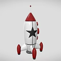 Vintage Rocket Model With White Body Red Accents Black Star And Round Windows