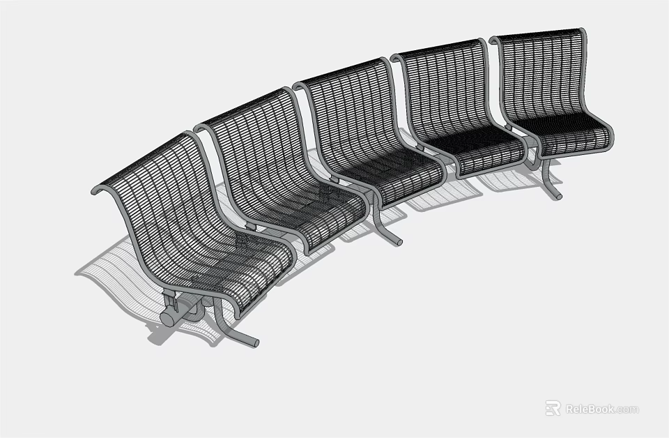 Row Of Modern Landscape Seats With Metal Mesh Design For Outdoor Spaces 3d model 